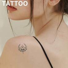 Hình xăm tạm thời hình hoa sen, chống thấm nước, giữ được 15 ngày, nghệ thuật trang trí cơ thể. - màu đen - Xem 7