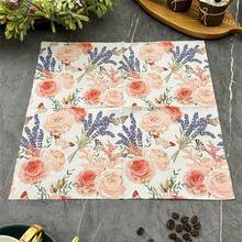 IOOJA 20/50Pcs 2ply Unfolded Size 33*33cm Rose Lavender Butterfly Pattern Printed Party Napkins Disposable Napkins Suitable For Theme Parties Designed For Lively Parties Essential For Company Team Building And Friends Gatherings - Multicolor - View 5