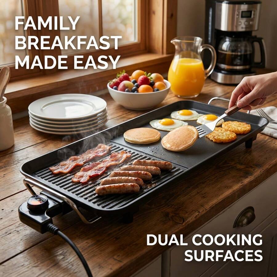 Aoran Household Smokeless Electric Grill, Extra-Large Extended Non-Stick Roasting Pan, Multifunctional Indoor Barbecue And Grill Pot, Adjustable Temperature And Drip Tray, Suitable For Both Indoor And Outdoor Use, Can Be A Holiday Gift. - US A Type Plug(110-127V) - View 1