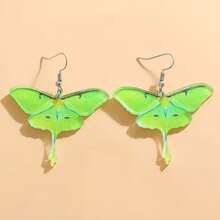 Pendientes de aro con mariposa verde única - Regalo perfecto para ella, accesorio distintivo para fiestas, pendientes peculiares - verde menta - Ver 4