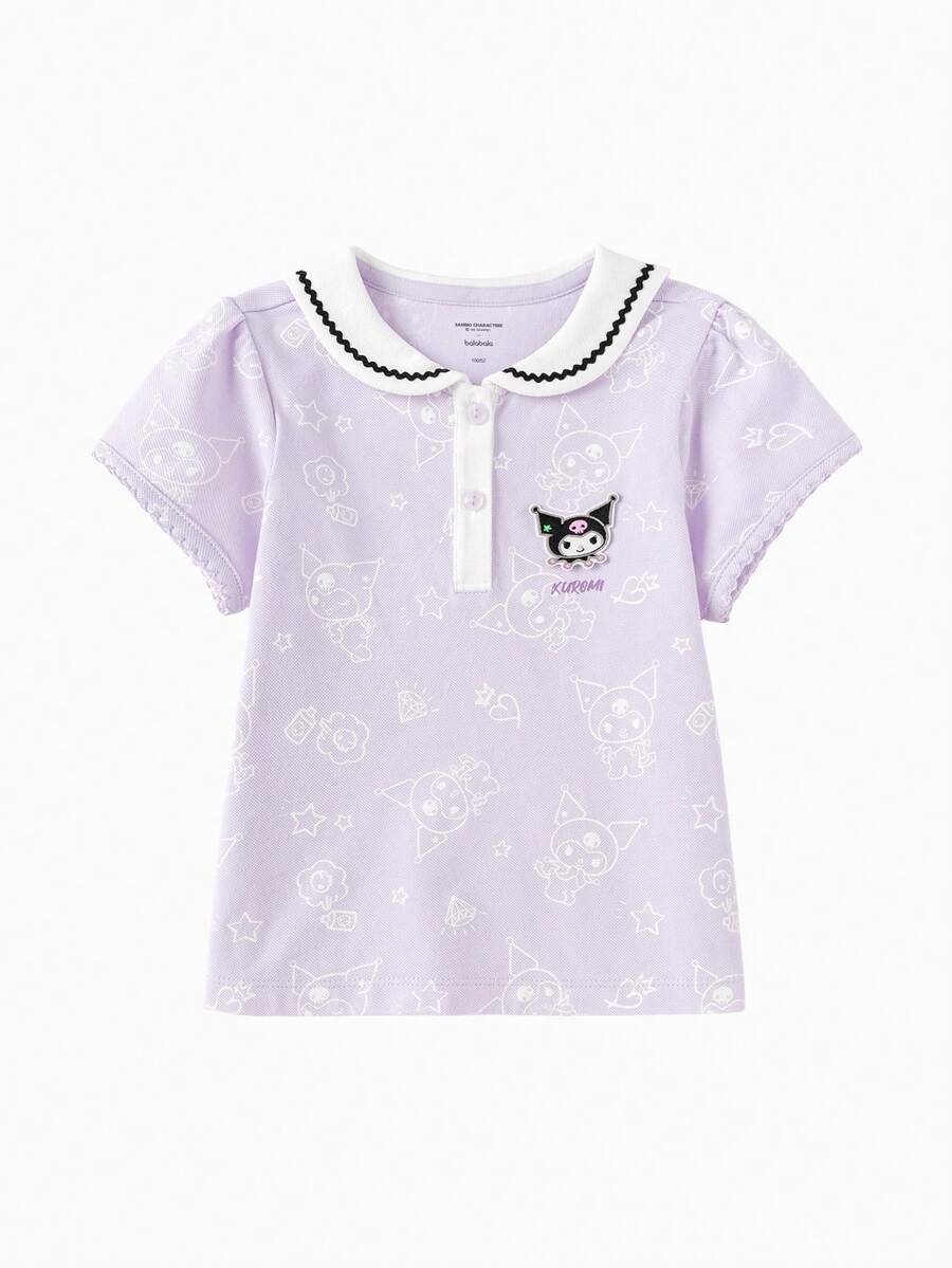 Balabala Áo thun hoạt hình cho bé gái, dễ thương, mềm mại, thoáng khí, tay ngắn, thích hợp mặc mùa hè 2026. - Tông màu tím - Xem 1