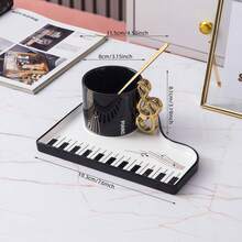 Bộ tách và đĩa cà phê Black & White Melody, bộ đồ uống bằng gốm hình đàn piano sáng tạo, quà tặng chất lượng cao. - Nhiều màu - Xem 10