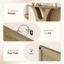 LITTLE TREE 63 Inch Entryway Console Table – 2-Tier Farmhouse Narrow Sofa Table Behind Couch With Curved U-Shaped Base, For Hallway, Entrance, Living Room - 棕色 - 查看 6
