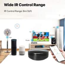 YFK WiFi Infrared RF 433/315MHz Universal Smart Remote Control And Controller For Home Appliances, Supports Air Conditioners, TVs, Curtain Motors, Roller Blinds, DVDs, Projectors, Wireless Light Switches, Controlled Via Doodle Smart & Smart Living Apps, - Big Black Remote Control - View 5