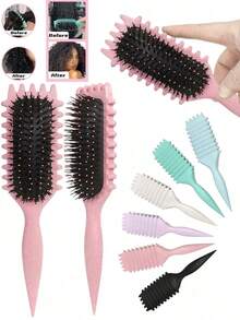 2035 Curl Define Brush Curling Hair Styling Comb - Unisex, Easily Comb And Create Perfect Curls For 2A To 4C Hair Types, Reduces Frizz, Suitable For Wet Or Dry Hair, Hair Styling Kit For Barber Salon Beauty Travel Essential Hair Products,Hair Cares,Hair Accessories - 紅色 - 查看 4