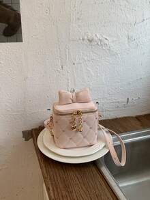 Bolso de cadena acolchado de lujo, estilo dulce, nueva llegada, bolso versátil de hombro, bandolera y asa superior, mini bolso de caja - Multicolor - Ver 4