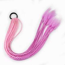 Tóc giả bện kiểu hộp dài 24 inch, nhiều màu sắc, kèm dây chun, kiểu tóc đuôi ngựa xoắn cầu vồng điểm xuyết highlight dành cho bé gái. - Nhiều màu - Xem 13