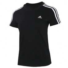 Adidas Áo thun ngắn tay nữ, cỡ W 3S T, trang phục thường ngày, GL0784 - Đen/Trắng - Xem 7