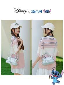Disney 官方 Stitch 联名系列 Charm & Stitch 印花波士顿包 - 卡通印花单肩包，休闲时尚手提包，生日礼物 - 彩色 - 查看 13