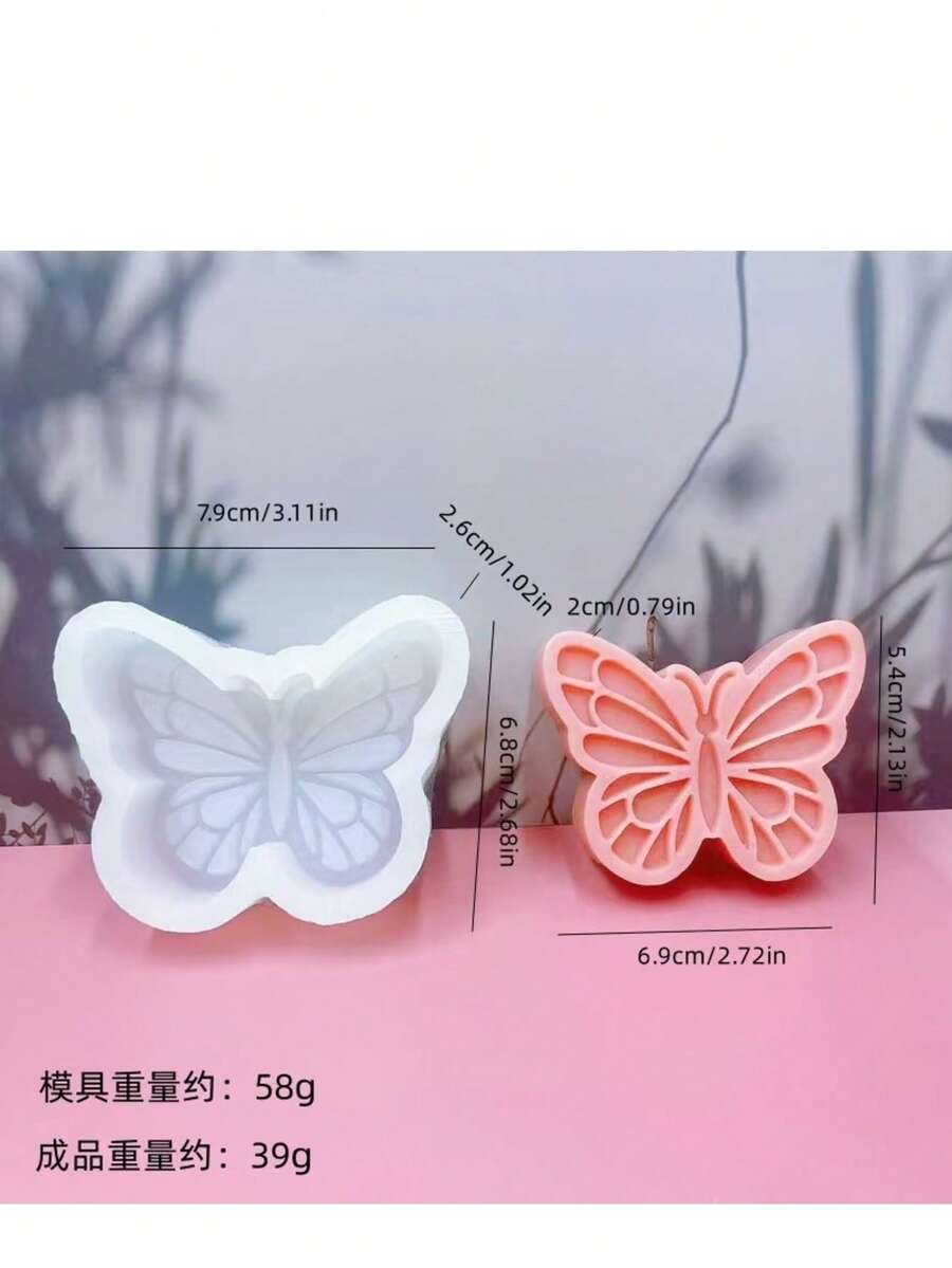 1 Stück Schmetterling-förmige Kerzen Silikonform, Heim Dekoration/Geschenk Figur Gipsform, handgemachte Epoxidharz Gussform, künstlerische dekorative Ton Gipsform - Weiß - Übersicht 1