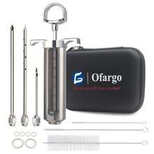 Ofargo New Design Stainless Steel Meat Injector Kit 2oz BBQ Marinade Syringe With 3 Needles For Turkey Brisket Smoker Grill - Silver - View 8