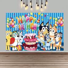 狗狗生日派对拍照背景横幅，生日快乐摄影背景 - 彩色 - 查看 2