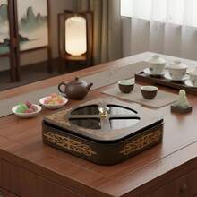 1 hộp đựng trái cây khô bằng gỗ óc chó cao cấp, khay đựng kẹo/đồ ăn nhẹ/các loại hạt kiểu tối giản hiện đại cho phòng khách. - màu nâu - Xem 9