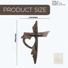 Vintage Distressed Wooden Heart Wing Cross Wall Decor, Christian Religious Style - A - View 4