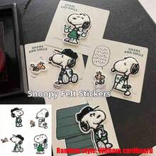 SNOOPY 1件装史努比毛毡贴片套装 可爱花生漫画刺绣 咖啡爱好者 手工制作 四季通用（随机风格） - 彩色 - 查看 5