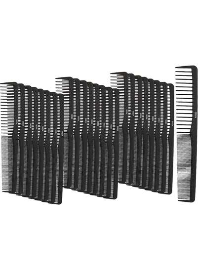 WANMEI 1 pieza/5 piezas/10 piezas Juego de peines de fibra de carbono profesional, peine de doble extremo resistente al calor y antiestático, dientes anchos y finos para corte de cabello, desenredado y peinado en salón y barbería