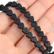 Hạt đá núi lửa hình trái tim, 1 dải đá núi lửa tự nhiên, mặt dây chuyền hình trái tim, phong cách Bohemian để làm vòng cổ, vòng tay, bông tai, đồ trang sức tự làm trong kỳ nghỉ. - Trái tim nhỏ bé - Xem 18