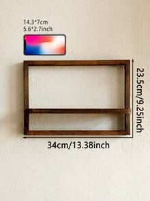 1pc Vintage Wooden Wall Mounted Shelf - Decorative Wall Mounted Storage Display Rack, Suitable For Displaying Plants, Small Items And Home Decor, For Living Room, Bedroom Or Kitchen - Multicolor - View 13