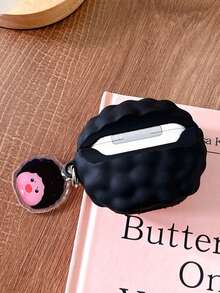 Cute Cartoon Hedgehog With Pendant Compatible With AirPods 1/2/3, Pro 1/2, Soft Silicone Protective Case, Creative Niche Anti-Drop Couples Earphone Box (Earphones Not Included) - Black and Pink - View 5