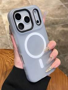 Ốp lưng điện thoại từ tính màu trơn mờ, tối giản, tương thích với iPhone 17/17Air/17Pro/17ProMax/16/16Pro/16ProMax/16Plus/15/14/13/12/11 Pro Max, hỗ trợ sạc không dây, mặt lưng silicon mềm mại. - màu đen - Xem 3
