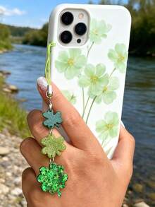 1pc Lucky Four-Leaf Clover Phone Lanyard, Fresh Green Anti-Lost Wrist Strap (Actual Size May Slightly Differ From Photo Due To Shooting Angle And Magnification) - Multicolor - View 4