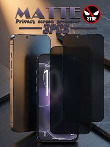 Privacy Mobile Phone Screen Protector 3pcs Anti-Peeping Matte Screen Protector, Enhanced Durability, Combines High Hardness, Anti-Pollution, Waterproof, Smooth Advantages, Practical And Thoughtful. Compatible With IPhone 17e/17 ProMax/16 ProMax/15 ProMax/14 ProMax/13 ProMax/12 ProMax/11 ProMax/17 Pro/16 Pro/15/14/13/12/11 Series. Mother's Day Gift - Black - View 16