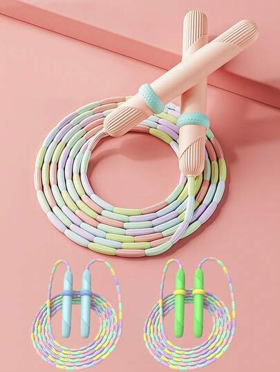 1pc 2025 New Sausage-Shaped Silicone Bamboo Segment Jump Rope, Suitable For Fitness Beginners, Soft Rubber Adjustable Tangle-Free Jump Rope For Adult Exercise Training
