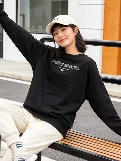  Áo nỉ chui đầu in chữ PUMA Sports Lifestyle Series dành cho nữ