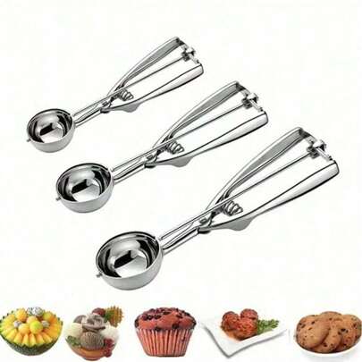 1 Muỗng múc kem bằng thép không gỉ, hoàn hảo cho mùa hè và sữa chua đông lạnh, muỗng múc kem đa năng, muỗng hai mặt bằng thép không gỉ, muỗng múc kem chống dính với tay cầm chống đóng băng thoải mái, muỗng múc kem kim loại chắc chắn có cần gạt, muỗng múc kem bền bỉ, dụng cụ múc kem tại nhà, dễ vệ sinh, thích hợp cho kem, bột bánh quy, sorbet, hạnh nhân, lý tưởng cho nhà bếp, cửa hàng tráng miệng và nhà hàng phương Tây.