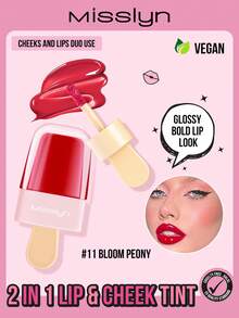 Misslyn Tinte 2 en 1 para Labios y Mejillas, Apto para Labios y Mejillas, Efecto Altamente Hidratante, Alta Pigmentación, Larga Duración y Natural, Apto para Uso Diario, Fiestas y Estilo Y2K, Regalo de Día de San Valentín y Año Nuevo - 11 peonía floreciente - Ver 1