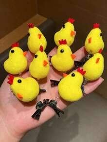 10pcs/Set Cute Random Chick Spring Loaded Hair Clips, Suitable For Daily, Party, Side Bangs & Flyaways, Funny Holiday Gathering, Gift For Photo Shooting, Live Streaming, Influencer, Date, Recommended Product!,Travel,Birthday - Chicks - View 8