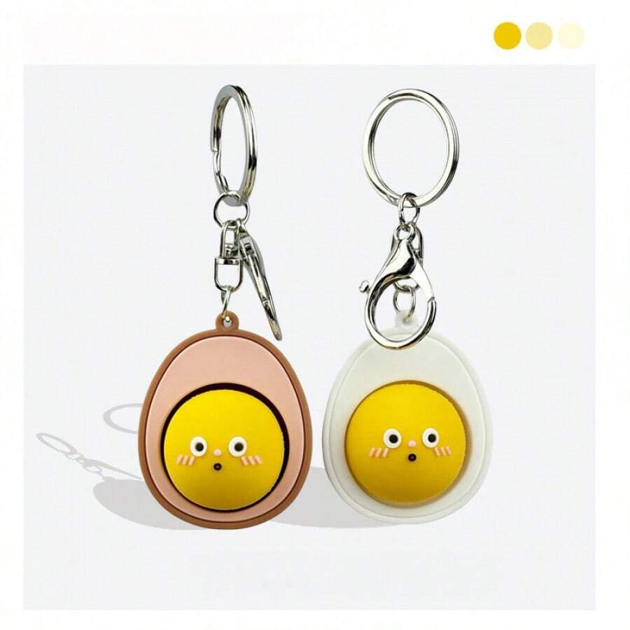 1pc Original Cute Simulated Egg Stress Relief Keychain, Small Pendant Decoration, Creative Small Gift, Backpack Hanging Accessory, Cute Stress Relief Tool - Multicolor - View 1