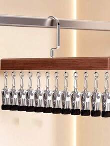 Móc treo quần áo đa năng bằng gỗ 10 kẹp, có thể dùng để treo mũ, quần, khăn quàng cổ, đồ lót, hoặc dùng làm giá treo tất. Thiết kế đơn giản, khả năng chịu tải tốt. - Nhiều màu - Xem 9