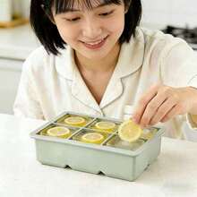Summer 6-Grid Ice Cube Tray, Square Ice Cube Mold, Household Ice Maker Box, Quick-Freezing Tool - Green - View 4