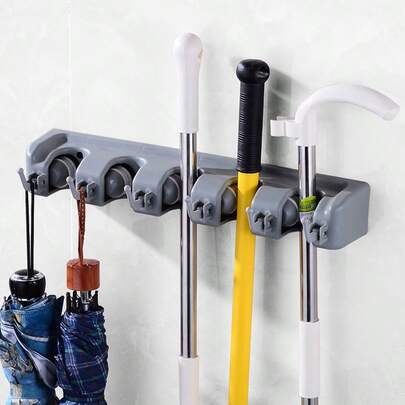 Adjustable Wall-Mounted Storage Hook, Wall-Mounted Tool Storage Rack Suitable For Garage, Kitchen, Garden, No-Drill Wall-Mounted Mop Rack, Wall-Mounted Mop Hook