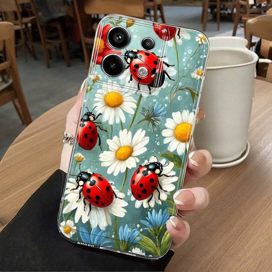 Phone Case - A Creative And Personalized TPU Durable Transparent Phone Case with a Daisy And Ladybug Floral Pattern, Compatible with iPhone 17/16/15/14/13/12/11/X/XS/XS MAX/ProMax/Air/Plus and  Galaxy S Series - Transparent - Übersicht 1