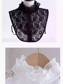 1 件新款蕾丝可拆卸领子，多功能内搭领，黑白镂空衬衫领插片，女士适用，适合节日、旅行 - 彩色 - 查看 9