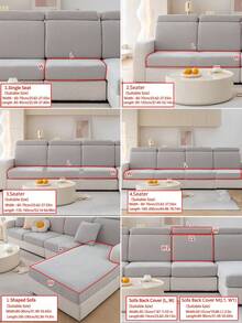 1件装弹力沙发坐垫套，雪尼尔纯色通用防滑沙发保护套，全覆盖沙发毯，防尘防污，可机洗，不褪色，宠物友好，可调节尺寸，适用于L型沙发，适合卧室、办公室、客厅等场所。 - 淺灰色 - 查看 5