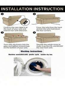 1件装弹力全罩沙发套，几何图案，现代风格涤纶面料，可机洗，保护沙发，防尘防污 - 藏蓝色 - 查看 11