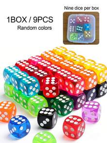 3 Boxes/27pcs Multi-Color Dice Set - Various Transparent Storage Boxes, 9pcs Per Box, Suitable For Math Games, Gamers And Educational Activities, Portable And Easy To Organize, Transparent Box Body, Multi-Colors, 1 Box/3 Boxes - A - View 12