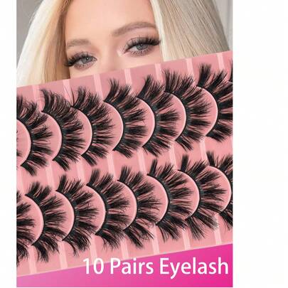 10 Cặp mi giả D Curl tự nhiên, mềm mại, có thể tái sử dụng cho trang điểm hàng ngày, mi giả thuần chay, không gây dị ứng, mềm mại và nhẹ nhàng cho mắt nhạy cảm.