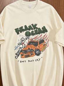 Shirt Frank O-Ocean Blonde T Shirts Accessories Men Women Pure Cotton Crazy Frank Boys Don't Cry Tee Shirt Clothing Plus SizeLoose And Comfortable2026 Halftime Show Shirt - 杏色 - 查看 3