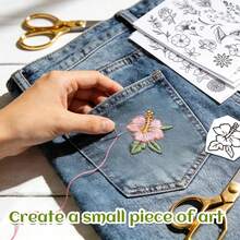 8.5x11 英吋水溶性刺繡襯紙,可水洗刺繡底布,預印花卉字母圖案,適合手工縫製愛好者與初學者 - A270 - 查看 7