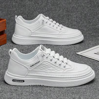1 đôi giày thể thao nam ngoài trời, đế dày, buộc dây, họa tiết chữ cái, giày sneaker cổ thấp ngoài trời.