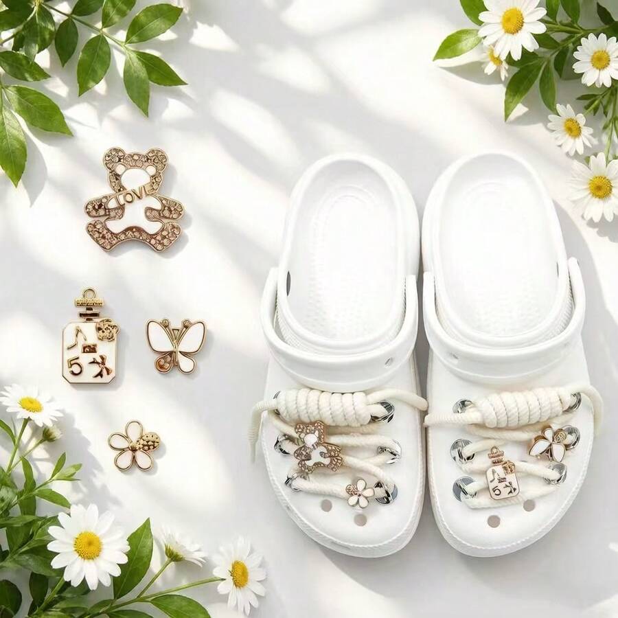 2026 New Fashion Hollow Shoes Accessories, Cute Cartoon Bear Shoe Clips Set/Sold Only As Shoe Accessories, Shoes Not Included - Multicolor - View 1