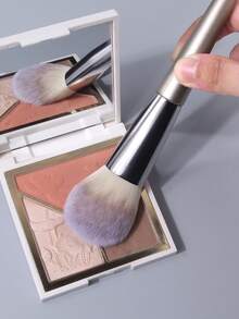 1pc Soft & Fluffy Large Powder Blush Brush, Makeup Brush For Face - Silver - View 6