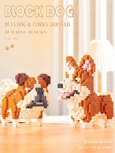 Bộ xếp hình chó và mèo 600+ mảnh, mô hình thú cưng lắp ráp bằng hạt vi mô, đồ chơi trang trí nhà cửa dành cho người yêu chó, thích hợp cho các giống Husky, Bulldog, Corgi, Shiba Schnauzer, quà Giáng sinh và sinh nhật.