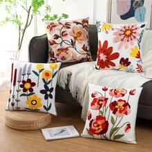 Fundas de almohada bordadas florales con cierre oculta, fundas de cojín decorativas de primavera para sofá, decoración del hogar (lavanda, 18 x 18 pulgadas) - Lavanda - Ver 7