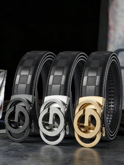 1 Piece Of 2026 New Men's Multifunctional Business Leisure Belt Combination, Embossed Technology, Fashionable High-End, Light Luxury Style, High-End Feeling, Automatic Buckle For Young People. It Comes In A Variety Of Colors, Styles, And Sizes, And Is Fashionable And Avant-Garde, Making It A Must-Have For Daily Travel.