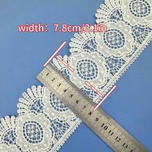 3.1 Inch Vintage Floral Hollow Lace Trim, Water-Soluble Lace Edging Suitable For Wedding Dress, Skirt Hem, Hair Accessories DIY And Sewing Decoration - Multicolor - View 3